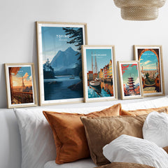 Tofino Canada Wall Art Print | Wilderness Lake and Mountain Travel Poster displayed on a stylish wall.