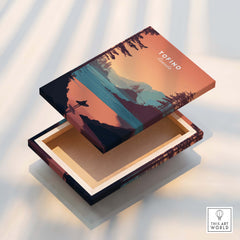 Tofino Canada Travel Poster | Sunset Beach Landscape Wall Art Print decorative box design showcasing a scenic sunset view.