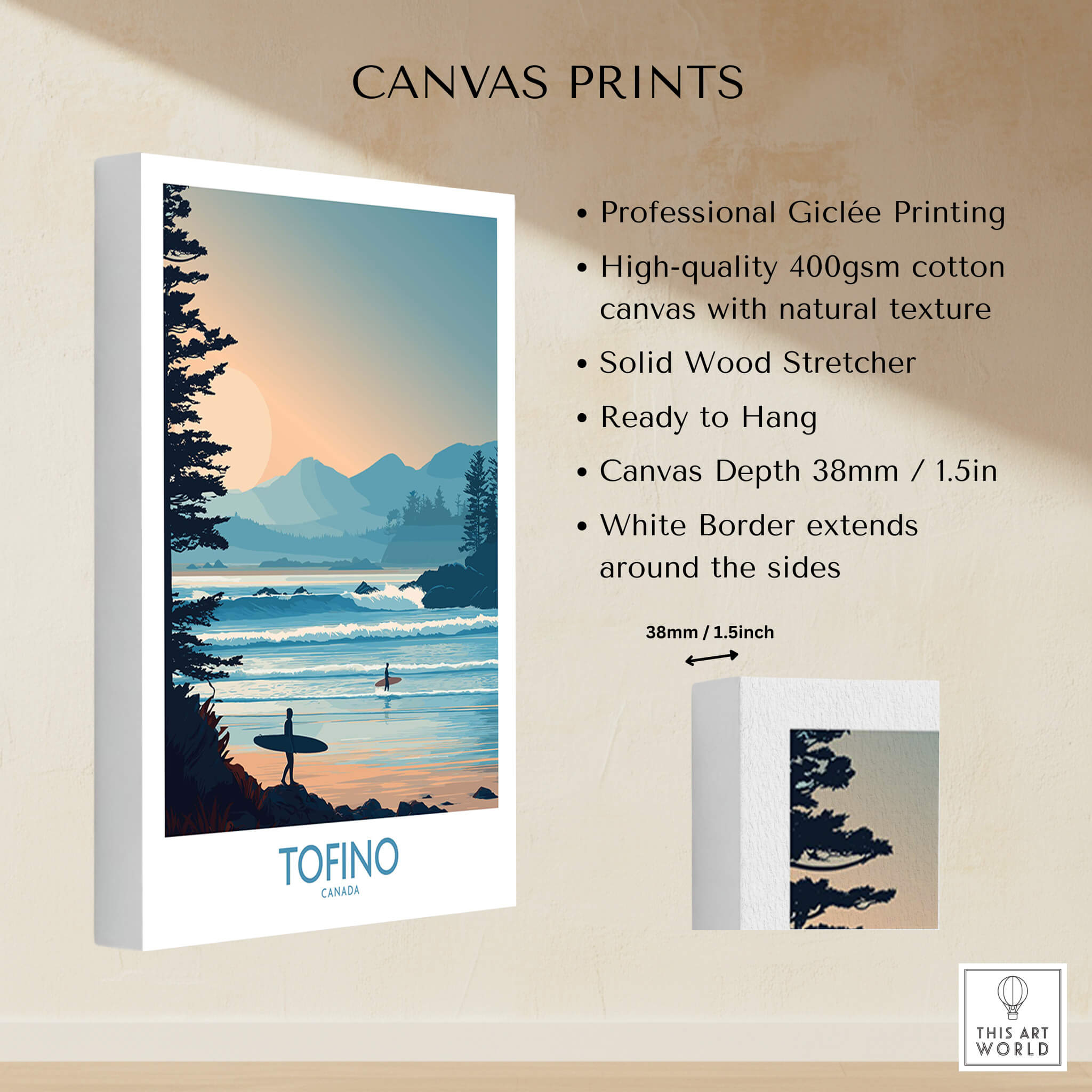 Tofino Canada Poster | British Columbia Coastal Sunset Canvas Print showcasing a professional Giclée print quality.