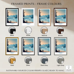 Tofino Canada Poster | British Columbia Coastal Sunset Canvas Print framed in various color options including black, white, natural, and more.