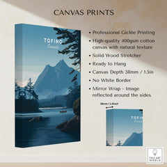 Tofino Canada Wall Art Print | Wilderness Lake and Mountain Travel Poster on canvas with professional giclée printing.