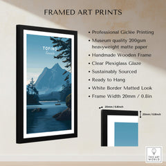 Tofino Canada Wall Art Print | Wilderness Lake and Mountain Travel Poster showcasing framed giclée print with clear plexiglass.