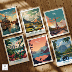 Tofino Canada Travel Poster | Sunset Beach Landscape Wall Art Print featured among travel posters of Venice, Paris, Singapore, and Sri Lanka.