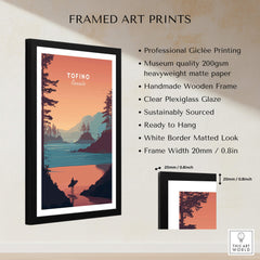 Tofino Canada Travel Poster | Sunset Beach Landscape Wall Art Print framed print with professional Giclée printing and wooden frame.