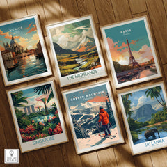 Copper Mountain Travel Poster – Skiing Into Sunset displayed among other travel artwork.