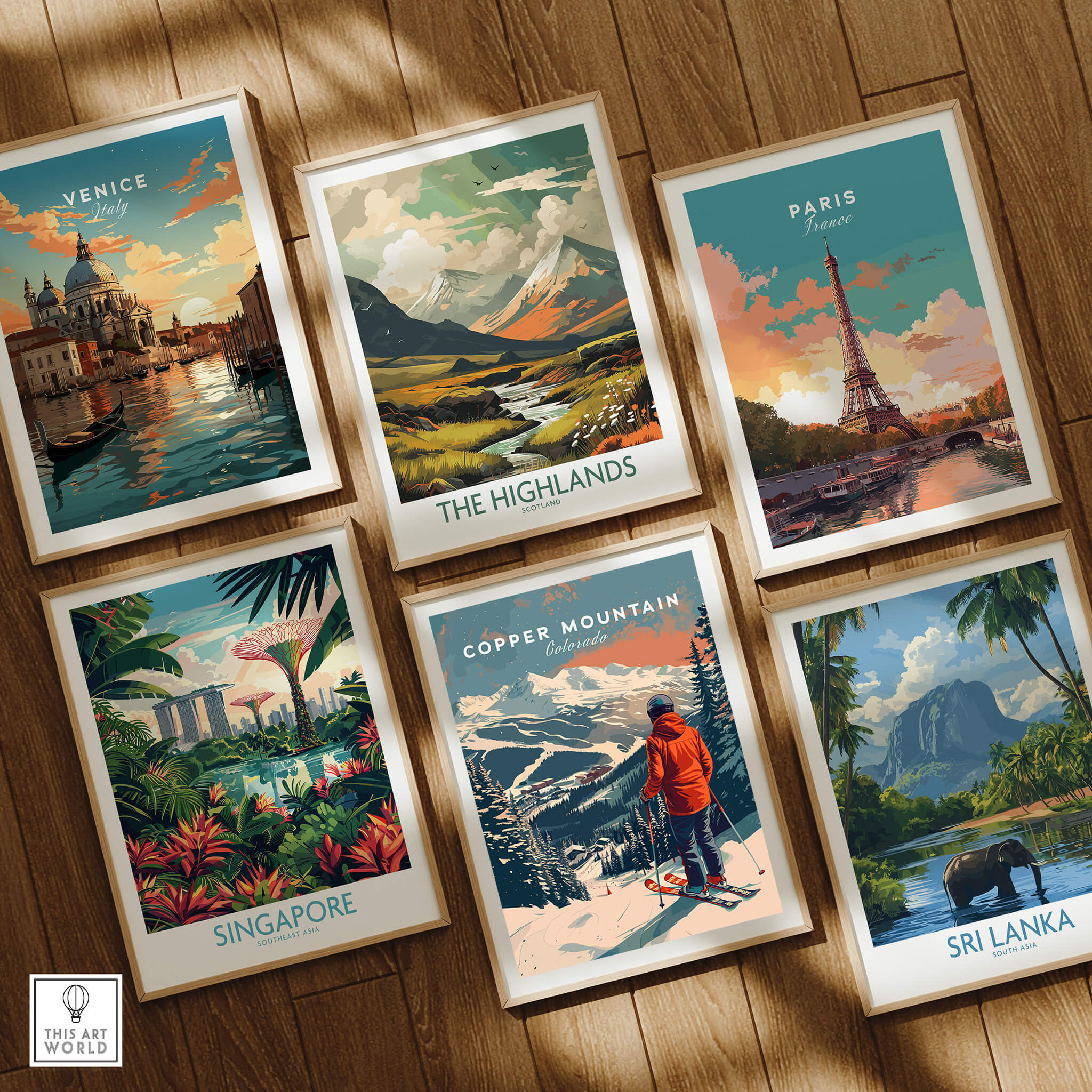 Copper Mountain Travel Poster – Skiing Into Sunset displayed among other travel artwork.