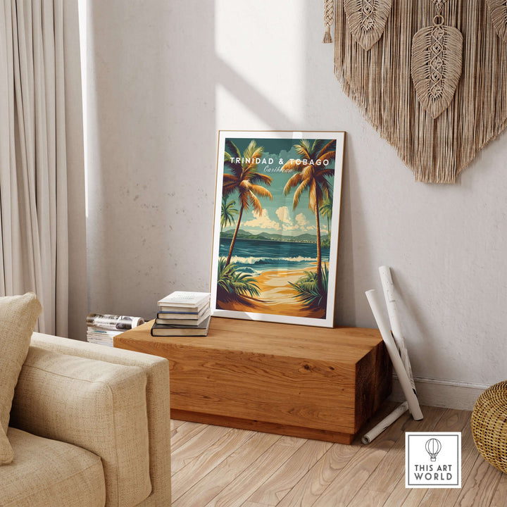 Trinidad & Tobago Print | Caribbean Home Decor displayed in a cozy living room with tropical vibes.