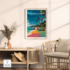 Trinidad and Tobago Print | Island Travel Wall Art showcasing tropical landscapes in a stylish living room.