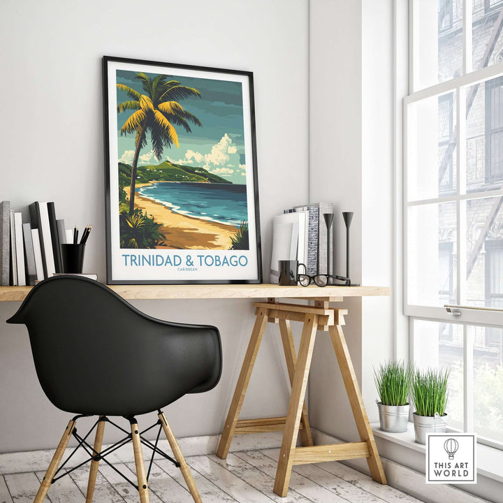 Trinidad & Tobago Caribbean Print | Tropical Poster featuring tropical scenery and lush colors in a stylish interior.