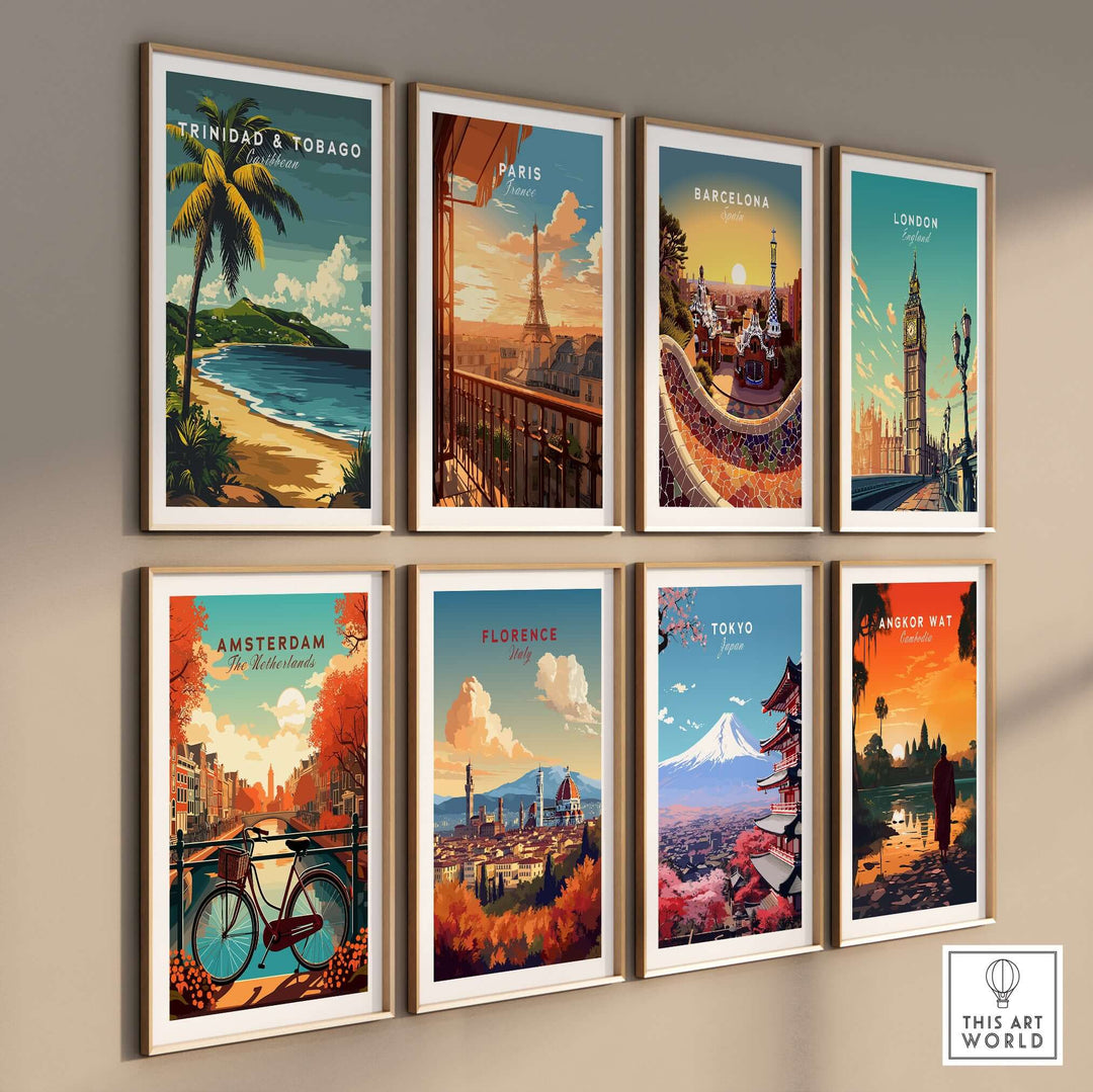 Trinidad & Tobago Poster| Caribbean Wall Art showcasing vibrant Caribbean culture and stunning landscapes in a framed display.
