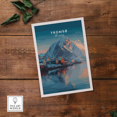 Tromsø Print | Nordic Home Decor Norway Poster showcasing arctic landscapes and tranquil reflections.