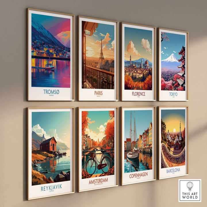 Tromsø Norway Winter Night Art Print | Colorful City Poster showcased among vibrant city posters.