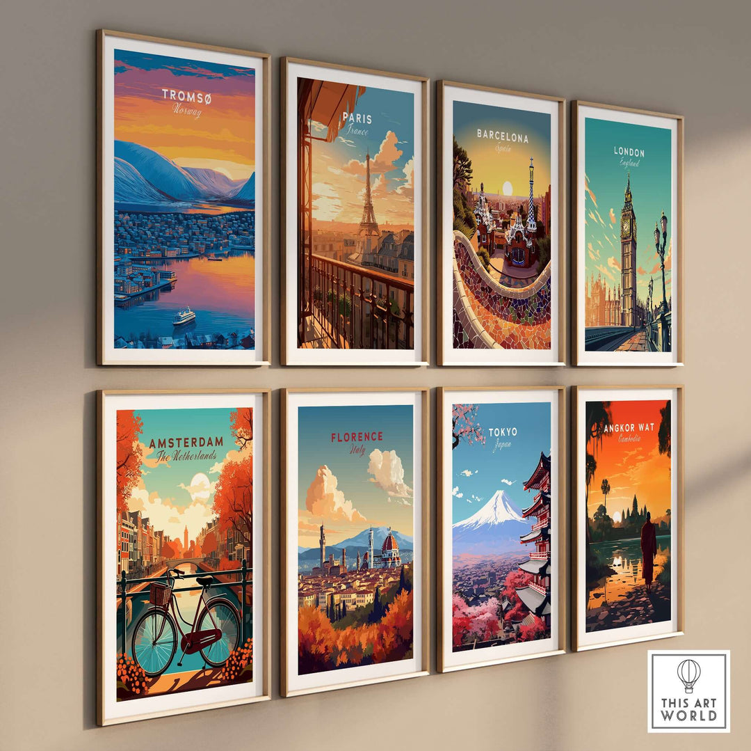 Tromsø City Lights and Snowy Hills Print | Northern Norway Wall Decor featured among global city art prints.