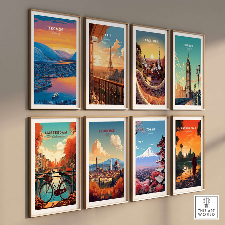 Tromsø City Lights and Snowy Hills Print | Northern Norway Wall Decor featured among global city art prints.