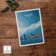 Tromsø Wall Art Print | Norwegian City Wall Decor showcasing Tromsø's urban charm and natural beauty.