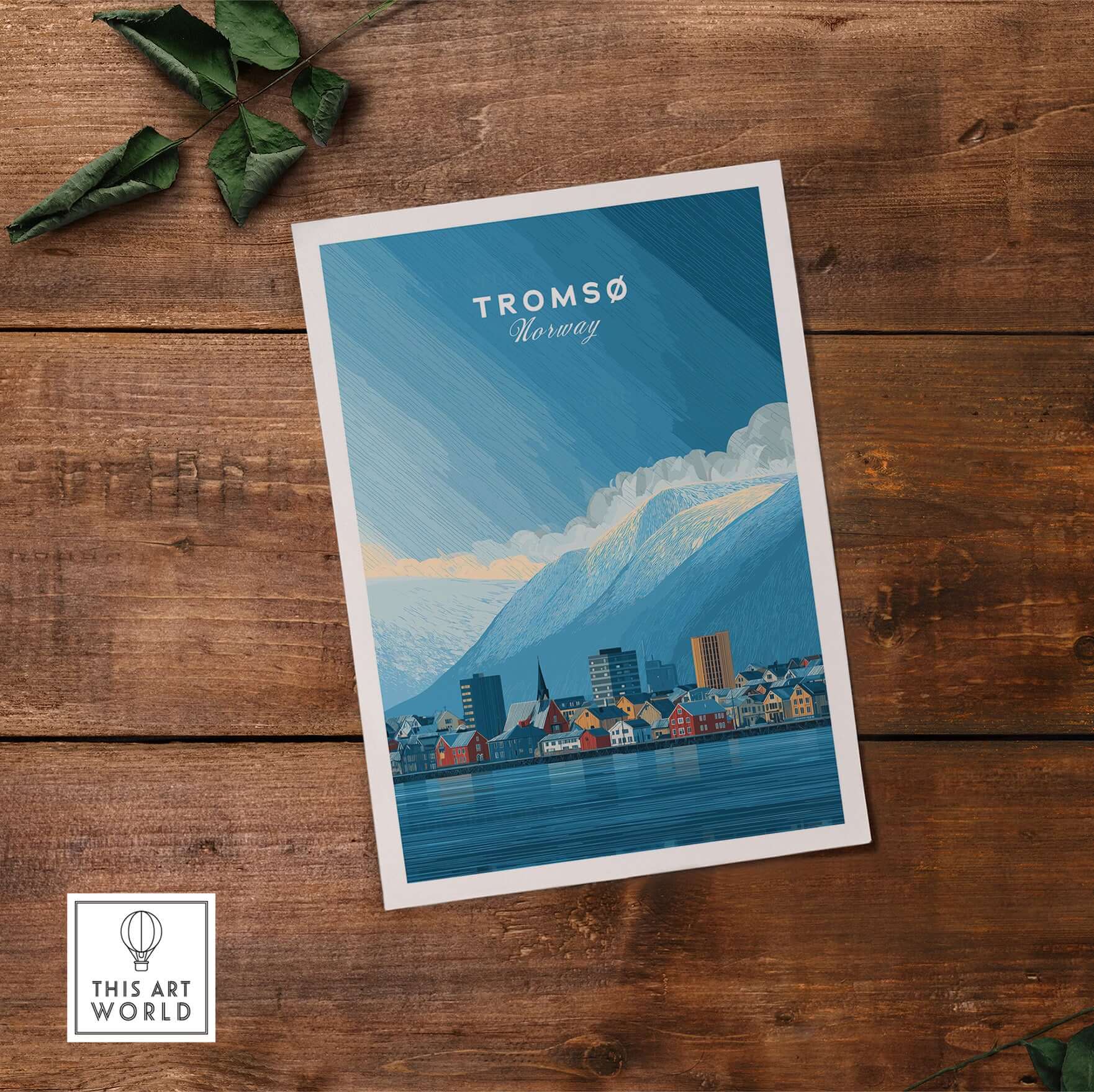 Tromsø Wall Art Print | Norwegian City Wall Decor showcasing Tromsø's urban charm and natural beauty.