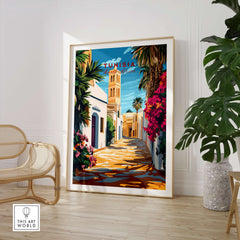 Tunisia Art Print - North Africa Poster - Modern Home Decor for Walls displayed in a stylish living room setting.