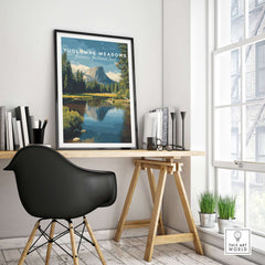 Tuolumne Meadows California Sierra Nevada Print | National Park Decor displayed in a stylish home office setting.