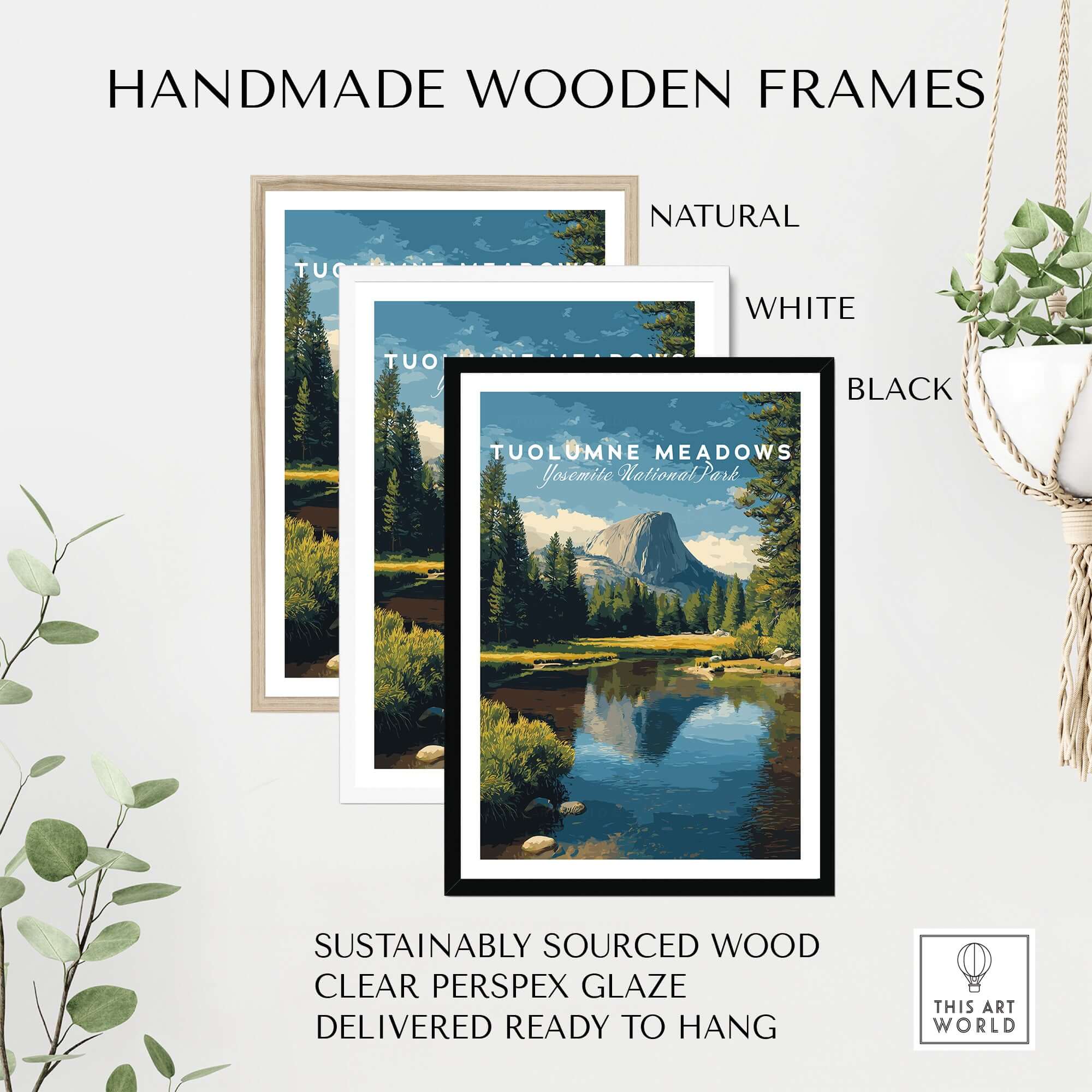 Tuolumne Meadows California Sierra Nevada Print | National Park Decor in handmade wooden frames in natural, white, and black options.