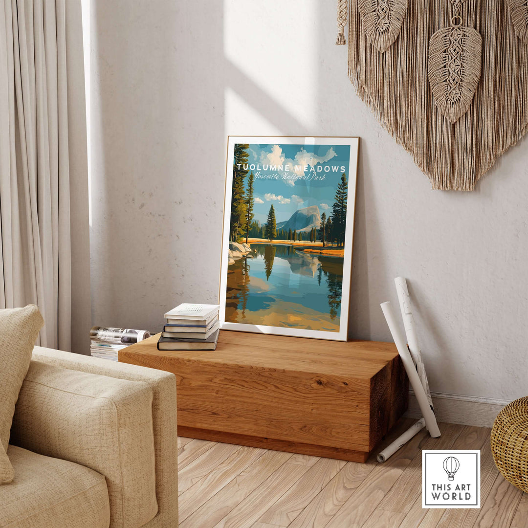 Tuolumne Meadows Print | Yosemite National Park Poster displayed in a cozy living room setting.