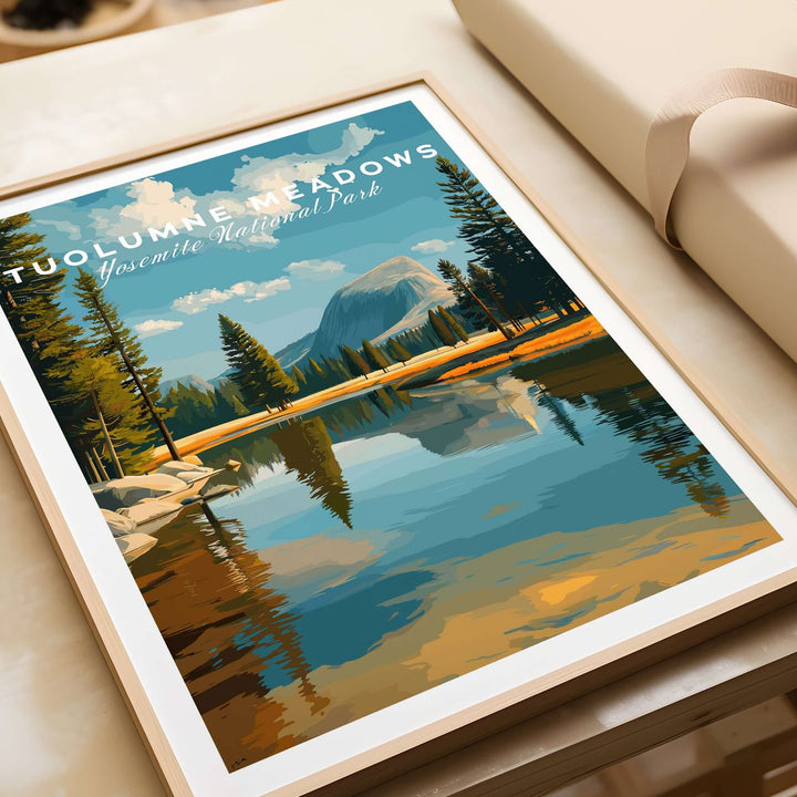 Tuolumne Meadows Print | Yosemite National Park Poster featuring serene alpine landscapes and reflections in water.