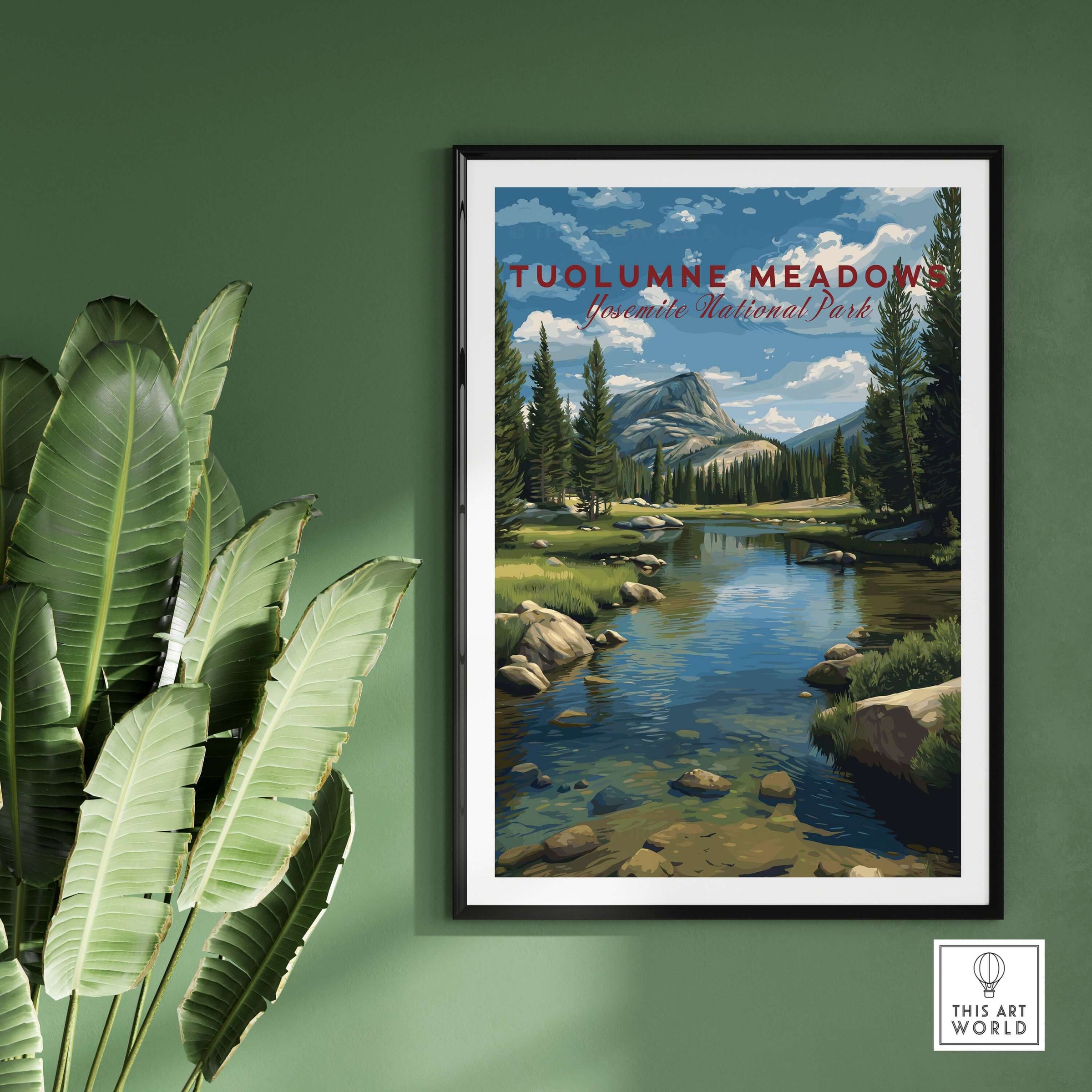 Tuolumne Meadows Print | Yosemite Wall Art Poster showcasing serene alpine meadows and granite peaks in a framed design.