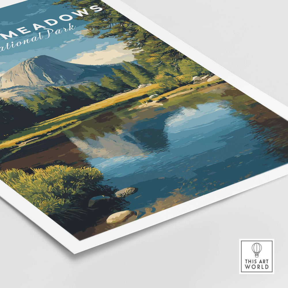 Tuolumne Meadows California Sierra Nevada Print | National Park Decor featuring serene lake and mountains reflection.