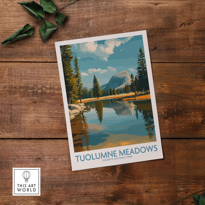 Tuolumne Meadows Yosemite Art Print | Cathedral Peak Reflection Poster featuring stunning landscape and serene water.