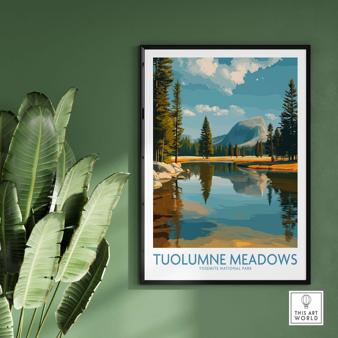 Tuolumne Meadows Yosemite Art Print | Cathedral Peak Reflection Poster showcasing serene landscape in Yosemite.