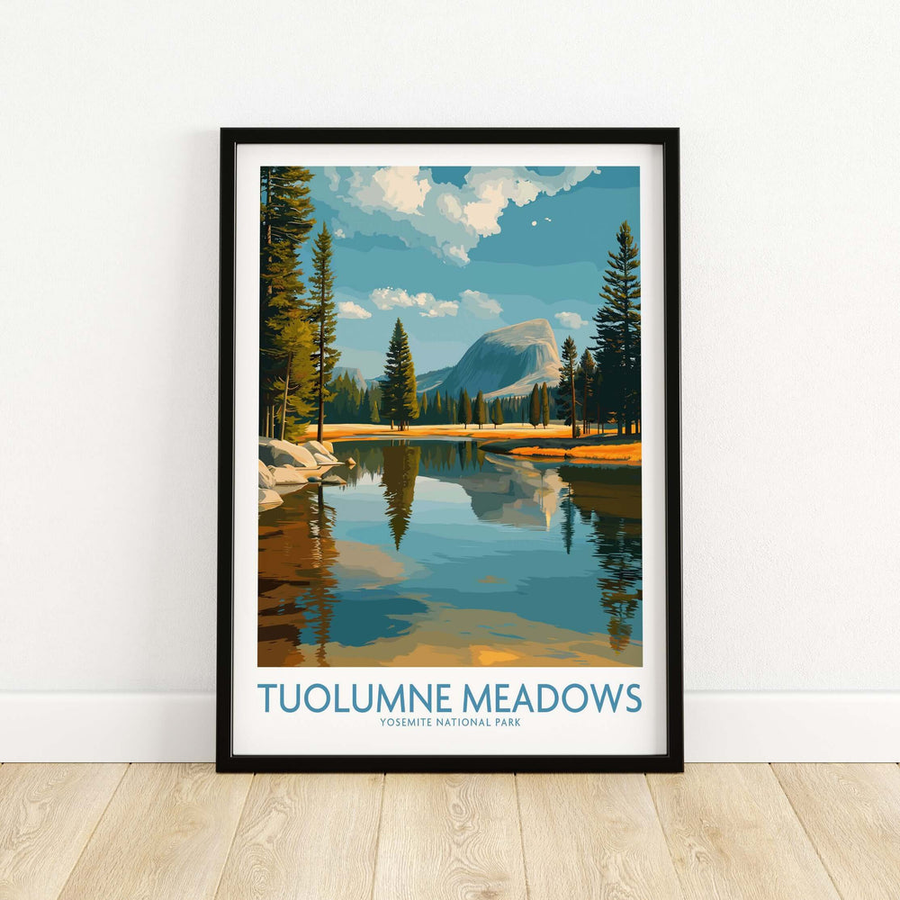 Tuolumne Meadows Yosemite Art Print | Cathedral Peak Reflection Poster showcasing striking landscape and natural beauty.