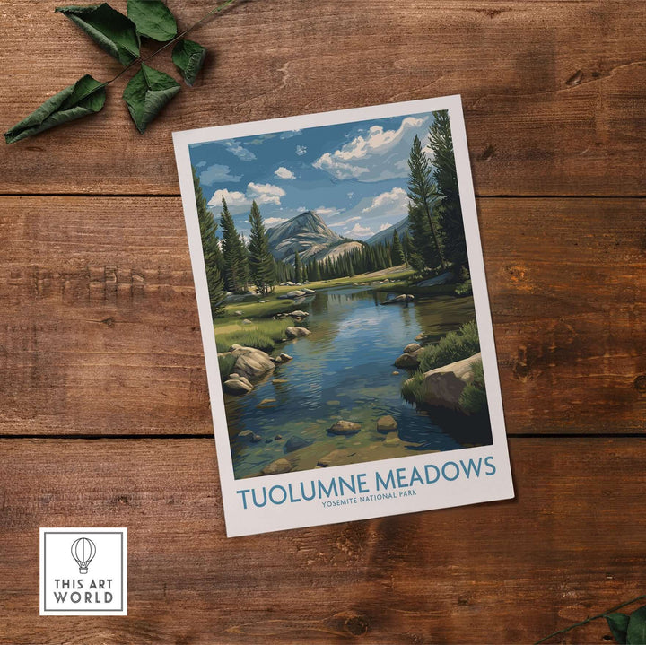 Tuolumne Meadows Poster Yosemite Art Print showcasing serene landscape of Tuolumne Meadows in Yosemite National Park.
