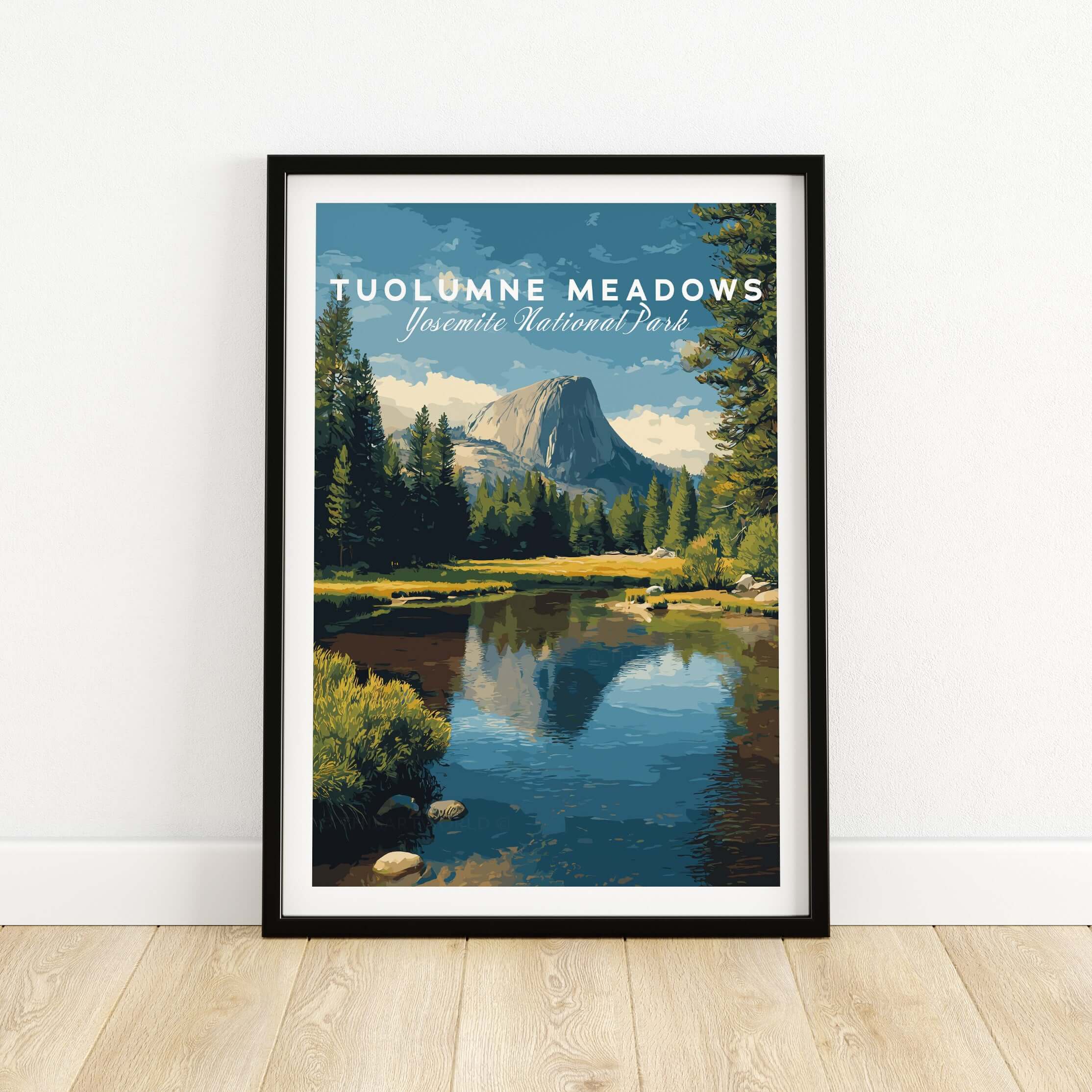 Tuolumne Meadows California Sierra Nevada Print | National Park Decor in a framed wall art display.