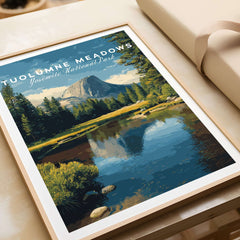 Tuolumne Meadows California Sierra Nevada Print | National Park Decor featuring a serene landscape with mountains and reflection.