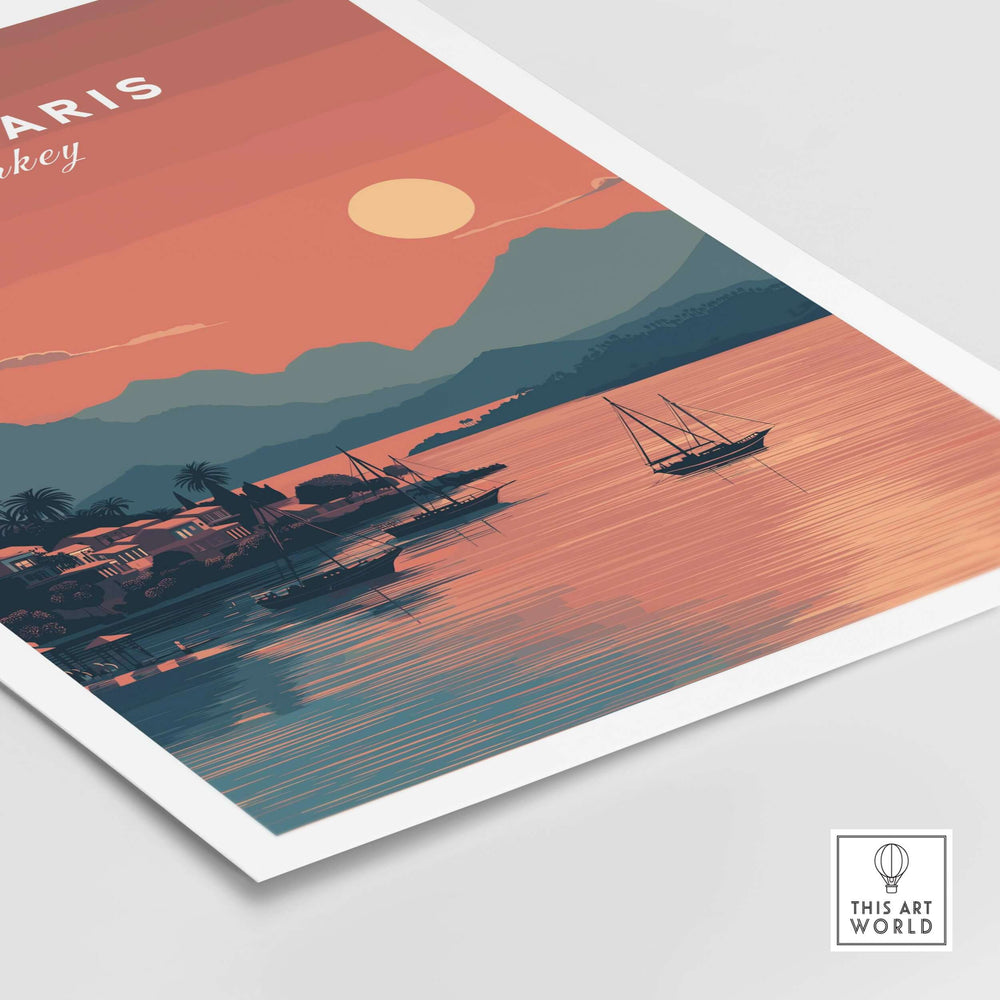 Turkish Riviera sunset poster featuring Marmaris Bay, vibrant colors, and serene coastal ambiance.