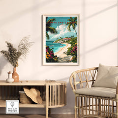 Turks and Caicos Caribbean Poster showcasing a tropical beach scene for home decor.