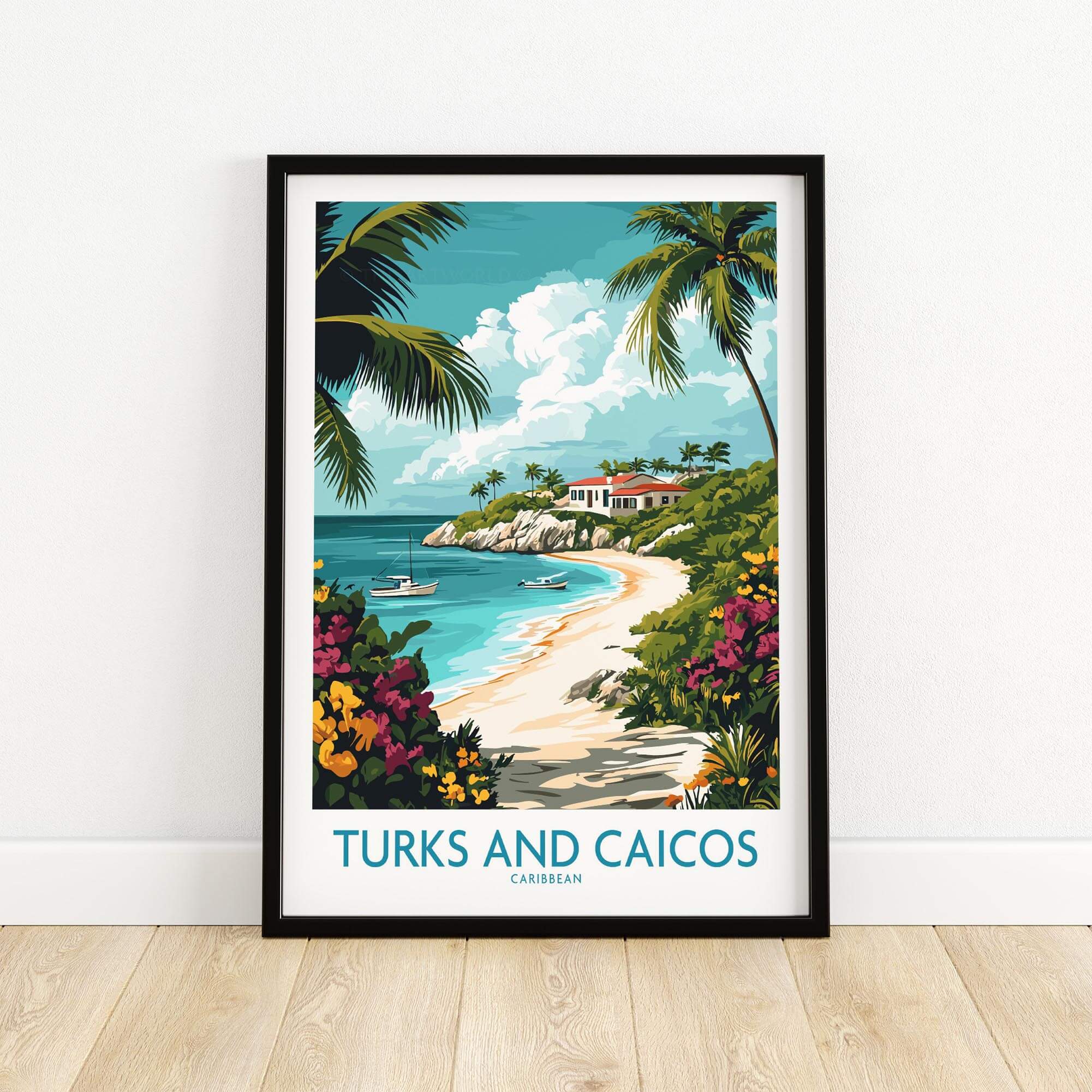 Turks and Caicos Caribbean Wall Art Print showcasing vibrant ocean views and tropical scenery.