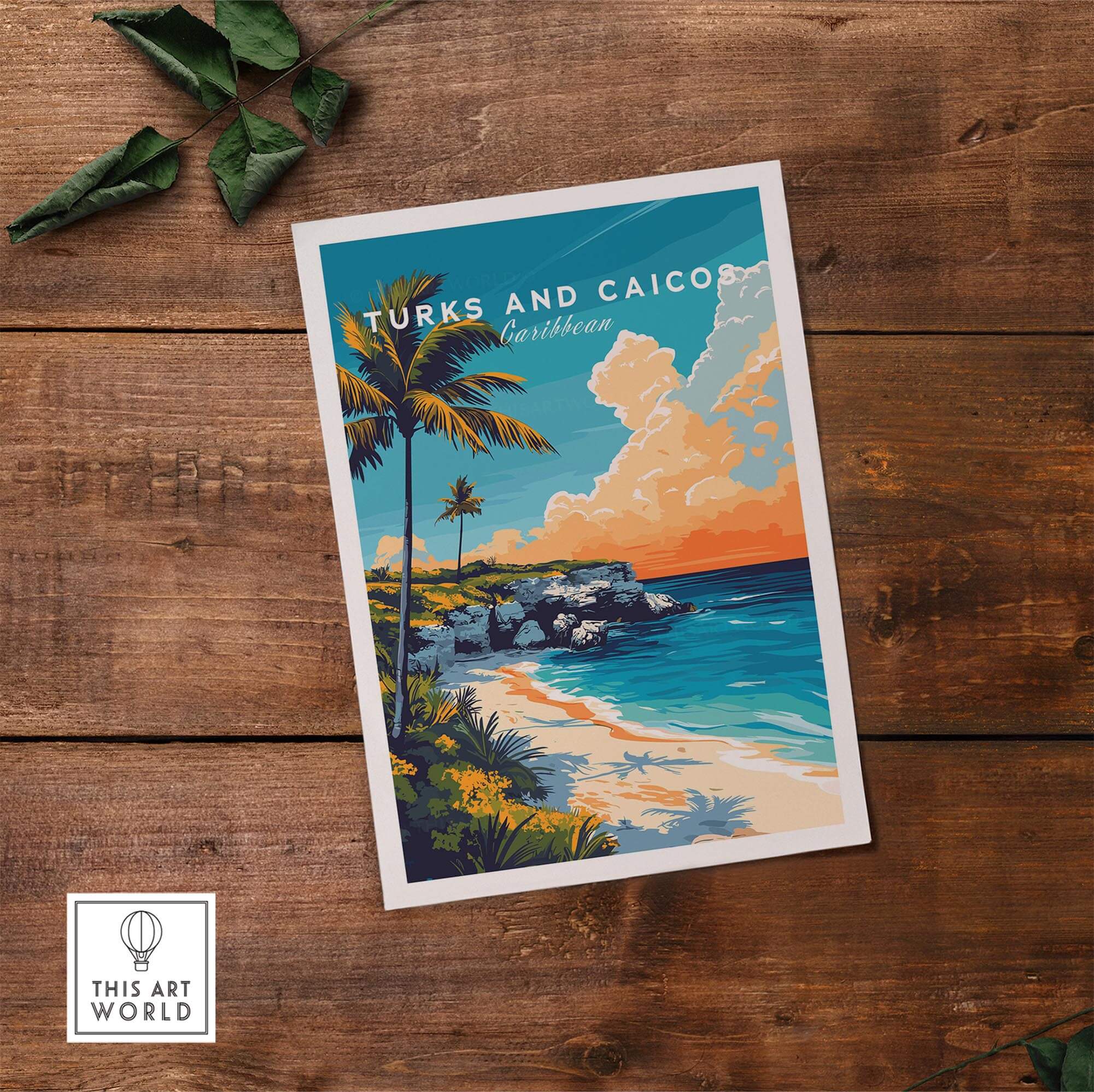 Turks and Caicos Print Caribbean featuring vibrant beach scenery and tropical landscapes.