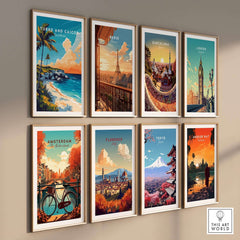 Turks and Caicos Print Caribbean among vibrant travel posters showcasing global destinations