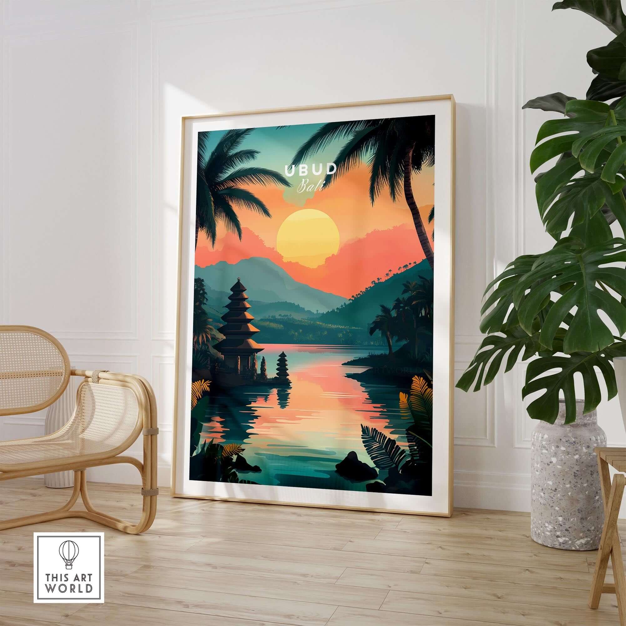 Ubud Bali Travel Print showcasing stunning landscapes and vibrant colors, perfect for home decor.