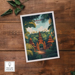 Ubud Bali Wall Art Print showcasing a vibrant scene of Bali's lush landscape and temple, perfect for home decor.