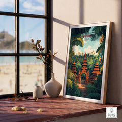 Ubud Bali Wall Art Print displayed in a bright room, showcasing vibrant colors and intricate details of Bali's beauty.