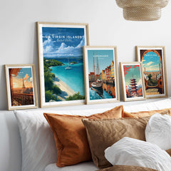 US Virgin Islands Print - St. John Beach Poster - Caribbean Home Decor displayed among other travel posters.