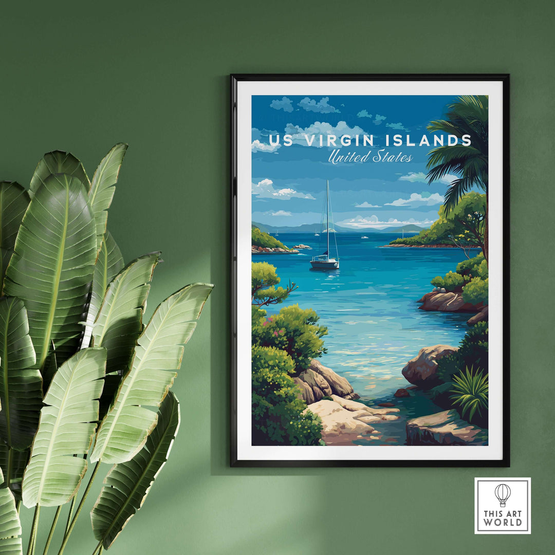 St. Thomas Marina art print showcasing tropical scenery in US Virgin Islands, perfect for coastal wall decor.