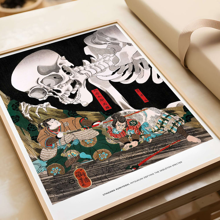 Utagawa Kuniyoshi exhibition art print depicting the Skeleton Spectre in Japanese Ukiyo-e style wall art.