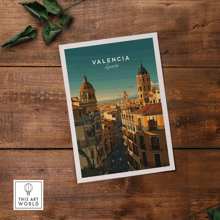 Valencia Old Quarter wall art print showcasing Spanish urban travel decor with vibrant cityscape.