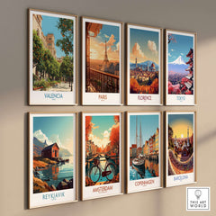 Valencia Old Town Wall Art - Spanish Urban Travel Decor featured in a collection of vibrant city prints.