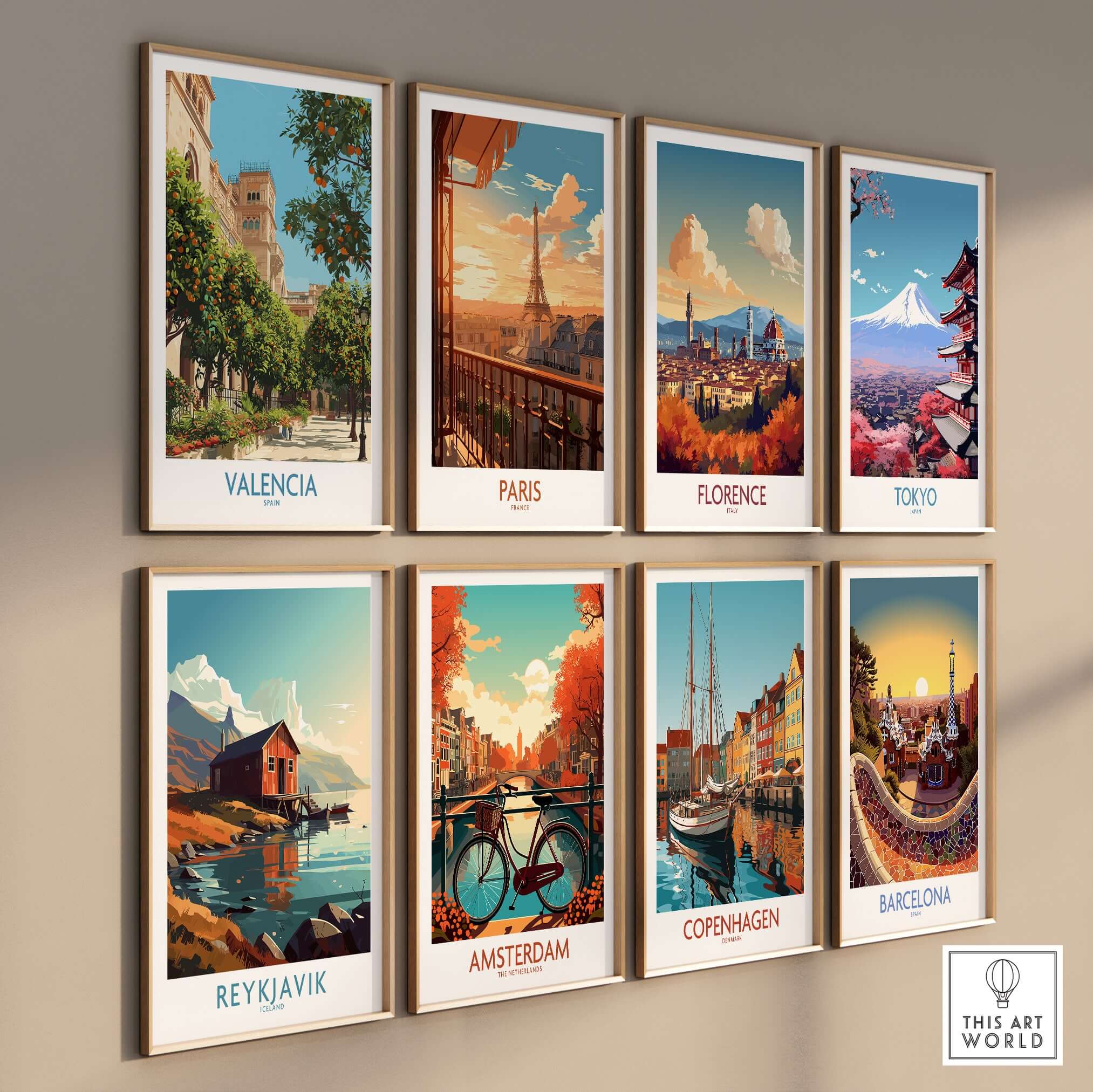 Valencia Old Town Wall Art - Spanish Urban Travel Decor featured in a collection of vibrant city prints.
