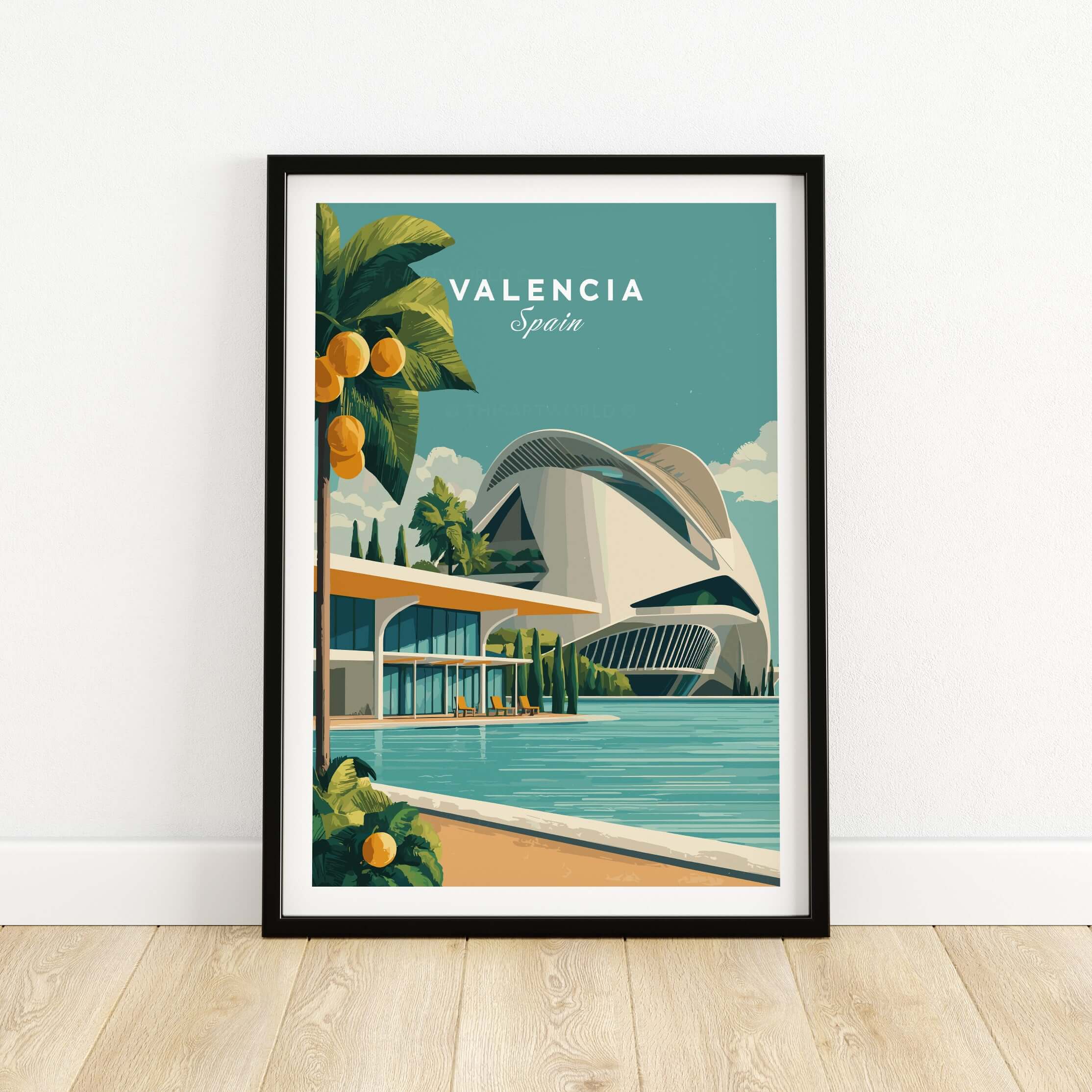 Valencia Spain Print - City of Arts and Sciences Poster featuring vibrant architectural design.