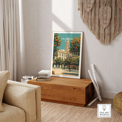 Valencia Spain Travel Print showcasing vibrant culture and beauty of Valencia in a stylish living space.