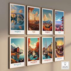 Valencia Travel Poster - Ciudad de las Artes y las Ciencias displayed among famous city posters